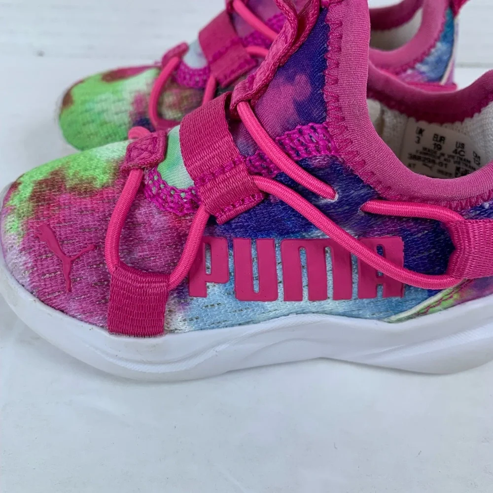 Puma Softride Abstract Print Baby Girls Running Waking Shoes Size 4 (S523)